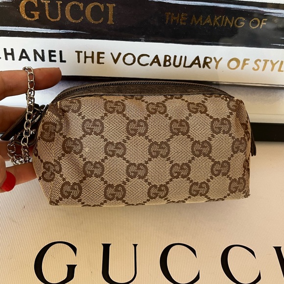 GUCCI Canvas Monogram Pouch Wristlet Vintage - Picture 6 of 17